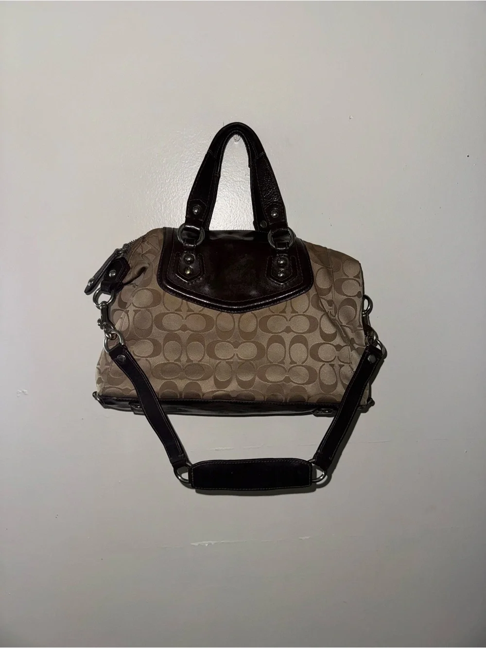 Vintage Coach Pleated Satchel Brown/Tan